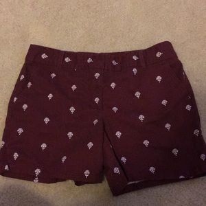 Maroon and white pattern shorts